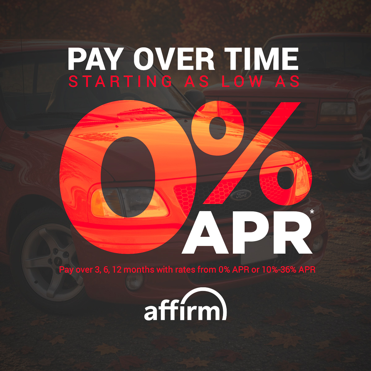As low as 0% APR for a limited time when you checkout w/ Affirm today!