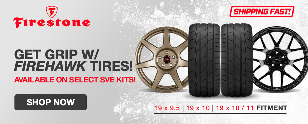 Shop Firestone Firehawk Wheel & Tire Kits on select SVE wheel kits! Free mounting/balancing/shipping on all tire kits!